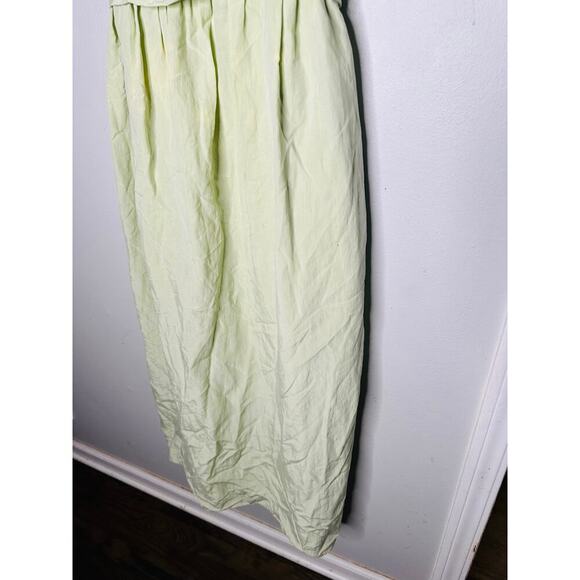 VINCE Sweet Grass Green Bow Pleated Back Maxi Dress Size Large - Picture 10 of 13